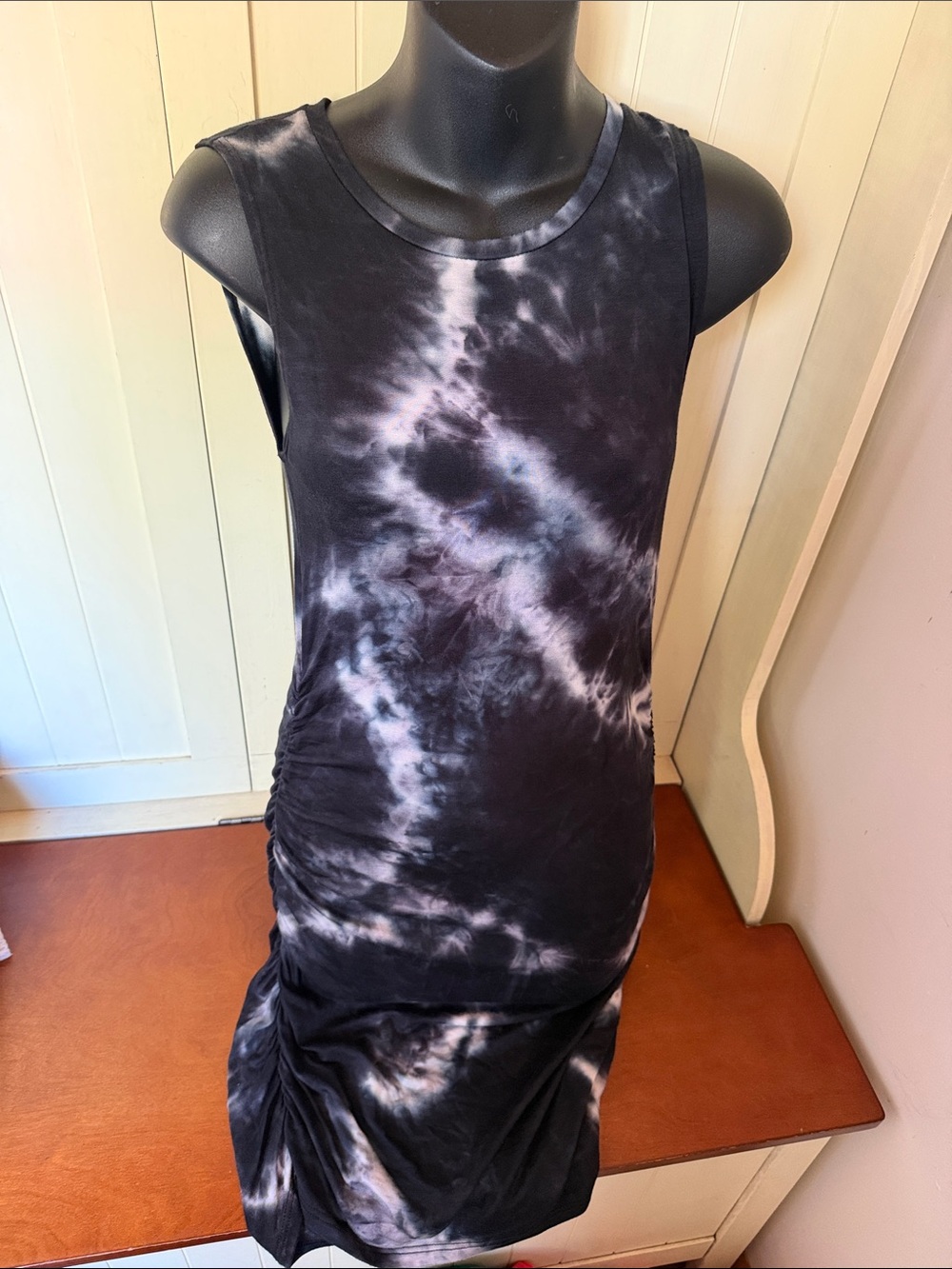 ANTISTAR Black tie-dye fitted bodycon dress